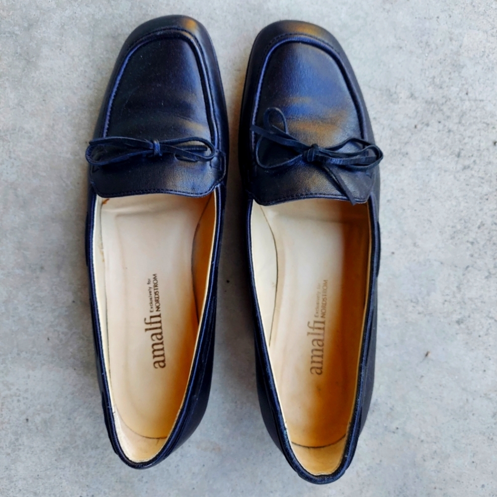 Amalfi loafers, Made in Italy of soft black leather Size 6B